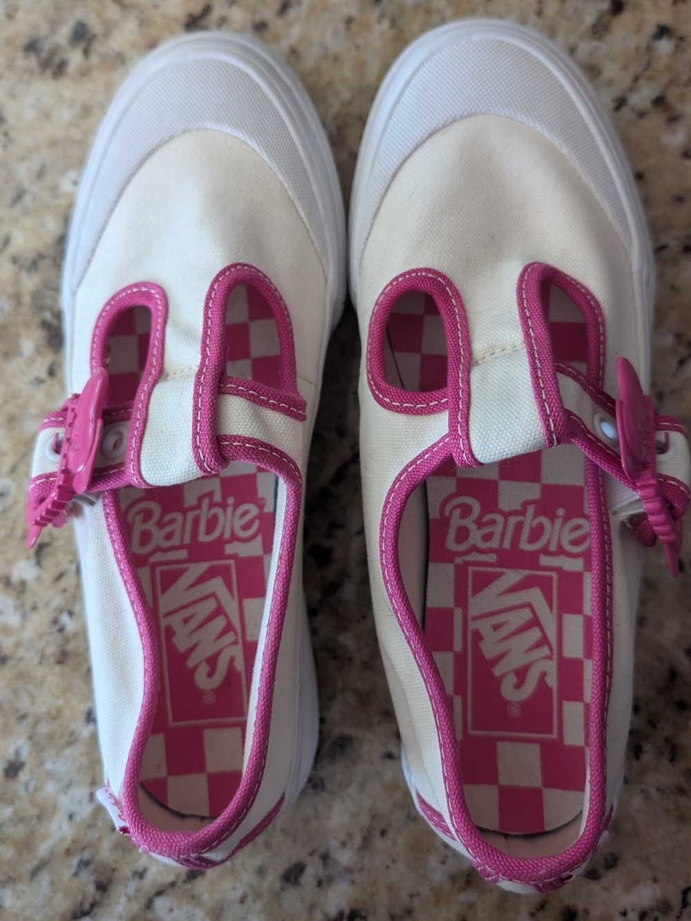 Vans x Barbie White and Pink Mary Jane Sneakers